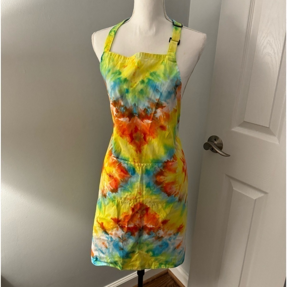 Hand crafted after tie dyed apron. Put some color in your kitchen